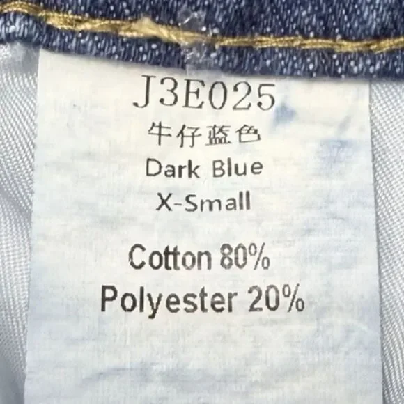 Women's Denim Cropped Overalls Size XS (Fit 33x24) Wide Leg Blue Jean - Picture 10 of 11